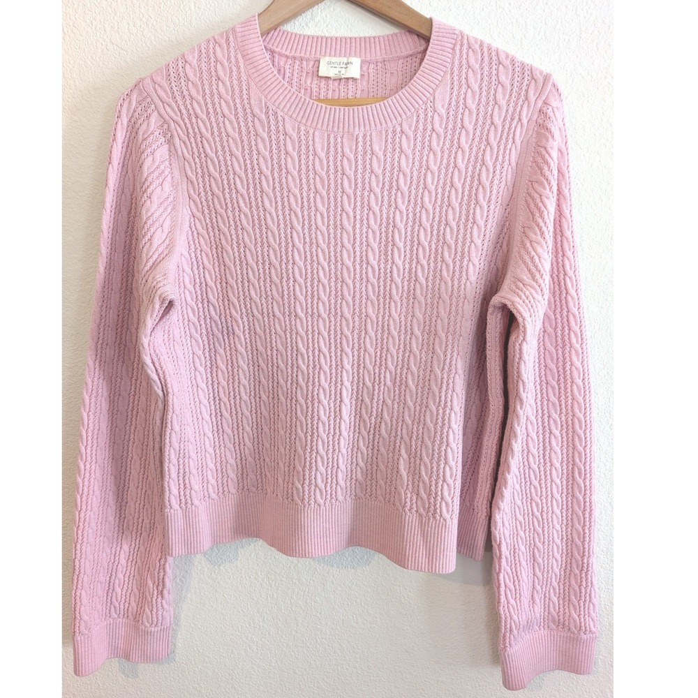 Gentle Fawn Janice Blush Pink Cable Knit Cropped Sweater Size M